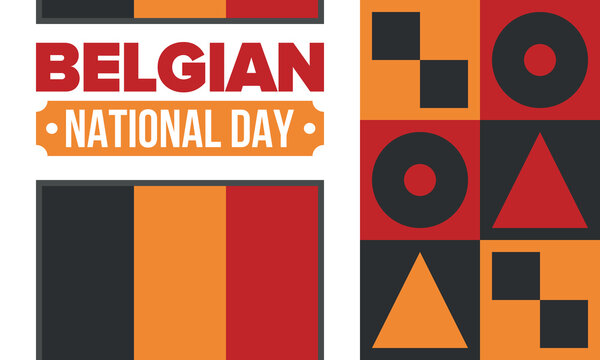Belgian National Day. Belgium Independence day. Annual holiday in Belgium, celebrated in Jule 21. Patriotic design. Poster, greeting card, banner and background. Vector illustration