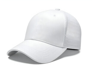 Fototapeta premium White baseball cap with breathable mesh sides