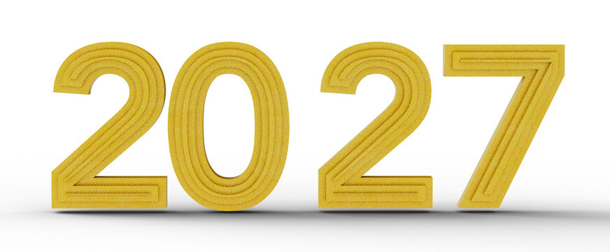 3D render of the year 2027 in yellow. Perfect for financial, calendar, and future-oriented content. Ideal for design nee