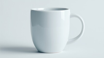 Obraz premium A Simple Yet Elegant White Ceramic Mug Perfect for Coffee or Tea in a Minimalistic Setting