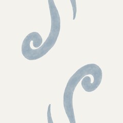 Fototapeta premium Minimal Blue Watercolor Swirl Seamless Pattern, Simple Abstract Curl Neutral Background