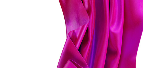 Dramatic magenta fabric cascading against a clean white background. Perfect for design projects, fashion, and texture st © vegefox.com