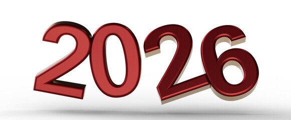 2026 year illustration. Red numbers with a shadow. Ideal for New Year greetings, business presentations, and futuristic © vegefox.com