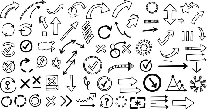 Hand Drawn Arrows and Doodle Symbols Set