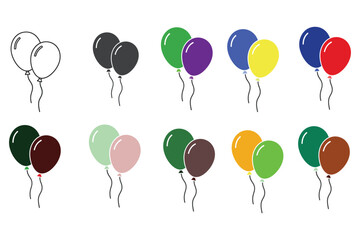 Colorful Party Balloons Collection Illustration