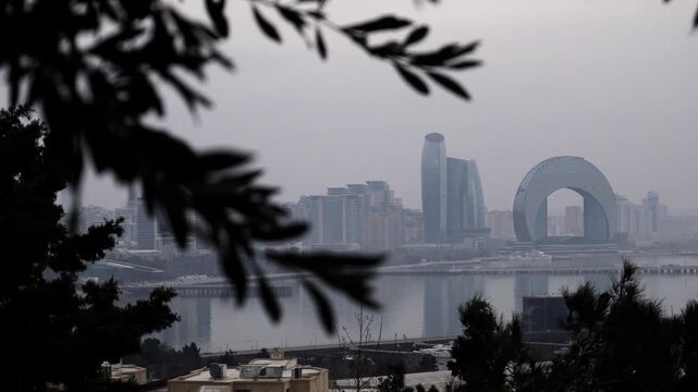 Dramatic urban cityscape of Baku city, Azerbaijan.