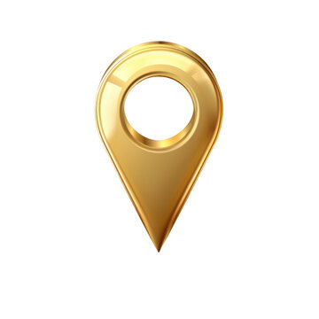 Golden map pointer isolated on a transparent background