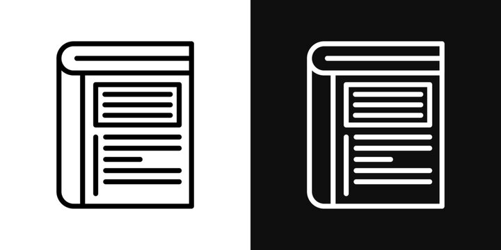 Reference data icons set in black and white thin line stroke