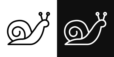 Snail icons set in black and white thin line stroke © rea