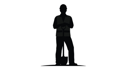 A construction worker stands with arms crossed a striking silhouette © Rabbi
