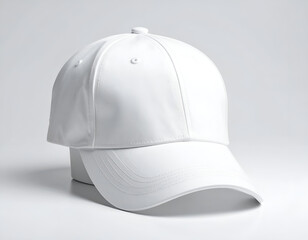 Fototapeta premium Clean, stark white baseball cap displayed on a pedestal