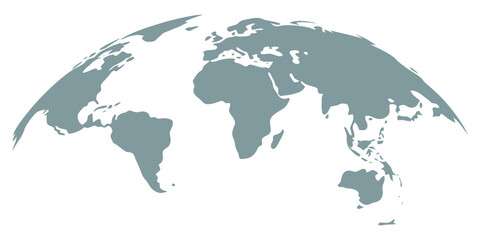 Curved world map silhouette, half globe of blue planet Earth, global business geography, worldwide international. Stylized half-globe illustration showing Africa, Asia, and America, emphasizing  © Mizu Ahmed 3