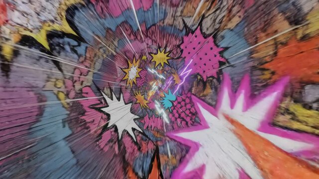 Vibrant and seamless background with anime lines, retro pop art elements, and neon bursts. A perfect blend of nostalgia and digital rebellion for VJ visuals.