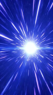 Dynamic abstract background with streaks of vibrant blue and white light radiating from a central point conveying speed energy and futuristic technology