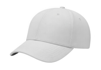 Fototapeta premium A white baseball cap with a curved brim and breathable mesh fabric isolated on transparent background