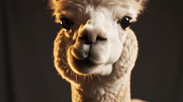 Adorable Alpaca Portrait - A Close-Up of a Fluffy, Gentle Creature.