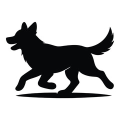 Obraz premium Active Black Silhouette of a Dog Running with Tail Wagging