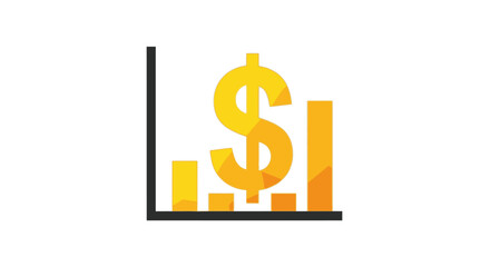 Obraz premium Golden dollar sign superimposed on a bar chart representing financial growth and business success