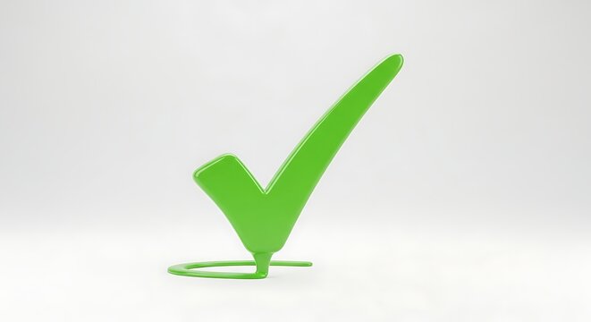 Green Checkmark Symbol on White Background.