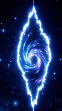 Ethereal Blue Vortex Portal in Deep Space - Cosmic Energy Gateway with Starry Background for Sci-Fi Design and Futuristic Concepts