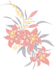 Fototapeta premium Stylized Green Lily Floral Illustration
