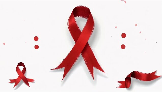 Creative hope concept illustration featuring red ribbon painted expressive brush strokes symbolizing World AIDS Day awareness isolated on clean white background designed high 
