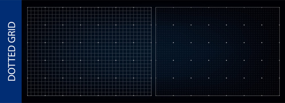 Tech paper overlay or bg for scanned graph, HUD texture in cyberspace. Black blueprint grid, digital vector. Data infographics technology for constructing drawings in notebook, architectural technical