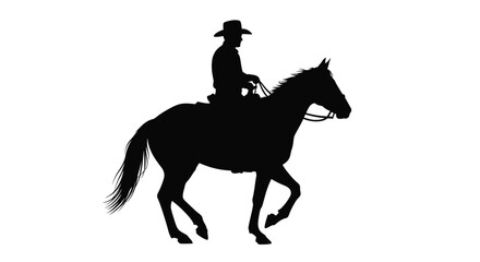 Fototapeta premium A cowboy riding a horse against a white background silhouette