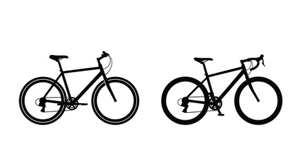 Obraz premium Two bicycles are depicted in a stark black silhouette