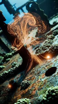 Ethereal Portrait of a Woman with Light Trails - A Surreal and Dreamlike Image Evoking Creativity Inspiration and Inner Radiance in a Dark Mystical Setting