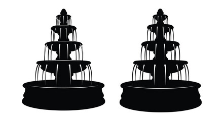 Two tiered fountains displayed in striking black silhouette © MSTALYA