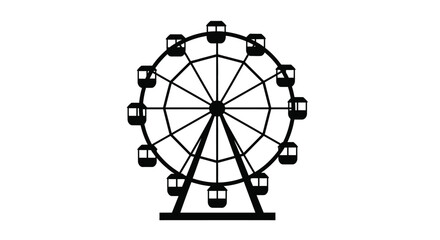 Black ferris wheel illustration with gondolas a striking silhouette © RKGolam