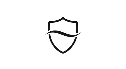 Shield logo with wave design.