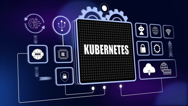Kubernetes container orchestration for cloud automation, scalable software deployment and virtual server management systems