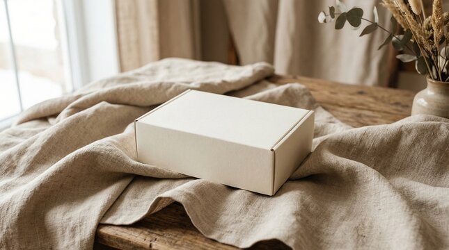 Blank perfume box on fabric mockup design presentation