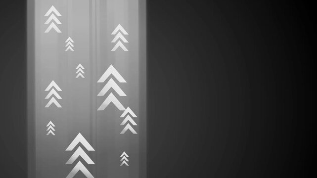 Vertical beam of teal light with multiple upward arrows on left gradient background animation