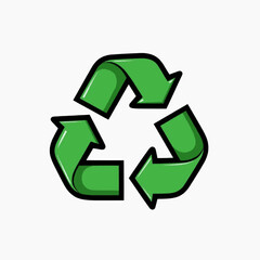 Obraz premium A green recycling symbol with three arrows in a circular motion on a white background