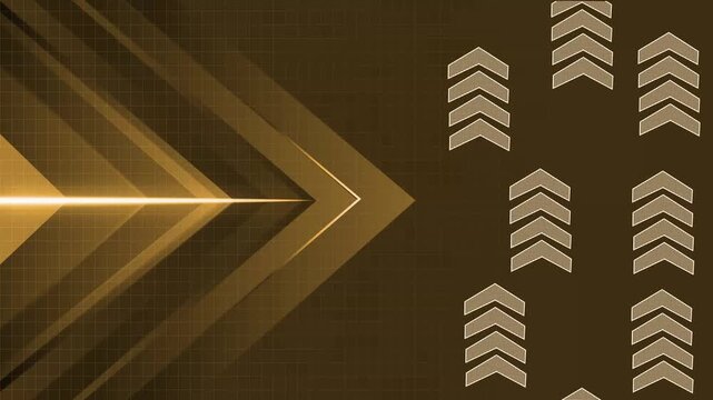 Abstract geometric background animation with layered chevrons and arrows, glowing light beam grid texture modern tech business design