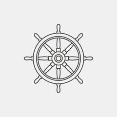 Obraz premium Nautical Ship Steering Wheel Icon - Vintage Maritime Helm Symbol