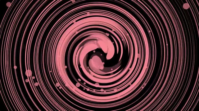 Spiral vortex concentric rings and scattered dots background animation, high-contrast abstract swirl centered composition