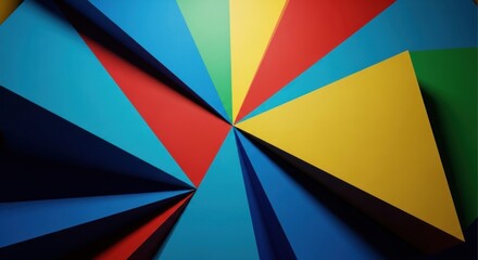 Colorful abstract geometric shapes radiate from a central point.