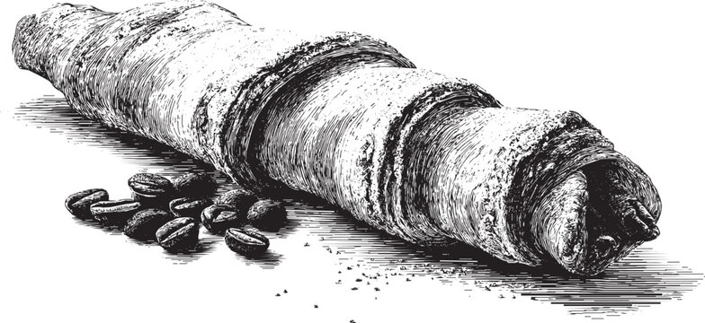 Hungarian Chimney Cake (Kurtos Kalacs) illustration on a white background. This vector illustration can be used in any size you like for advertising, logos, and other work.
