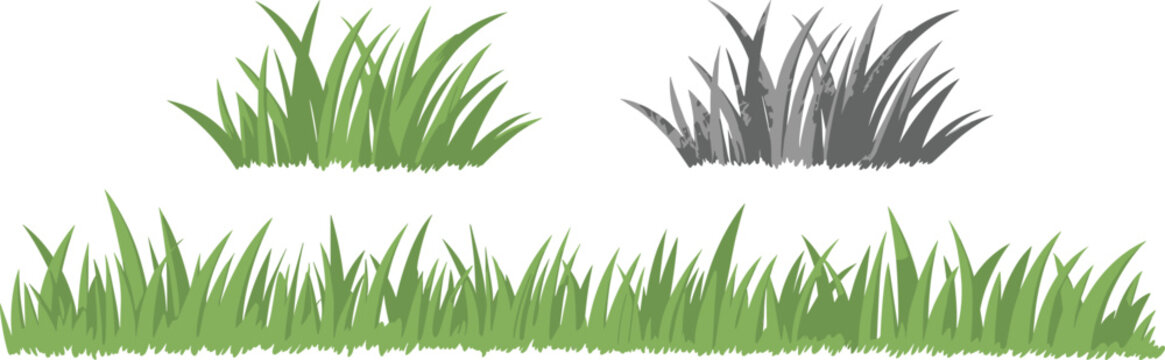 Green grass patches and lawn tufts vector illustration for nature landscape design