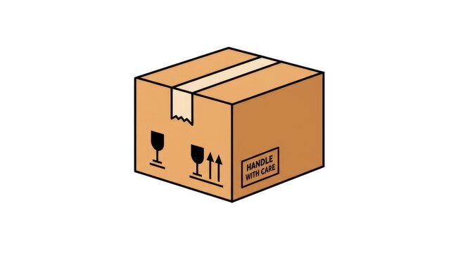 Cardboard box illustration shipping and delivery icon on white background