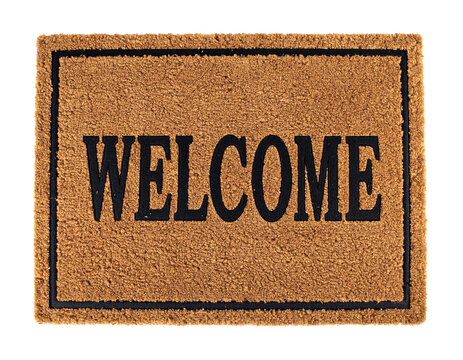 Welcome doormat creating hospitable entry concept