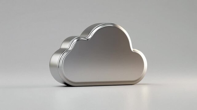 Cloud storage icon on a smooth surface with uniform background, showcasing modern technology design