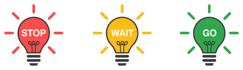 stop wait go traffic light icon set