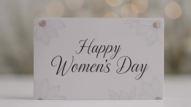 Elegant Happy Women's Day card with floral accents and soft background