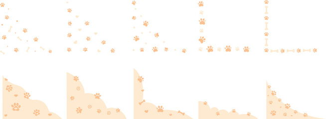 Pet Paw Corner Frame Set Cute Dog and Cat Border Collection © Hayeu