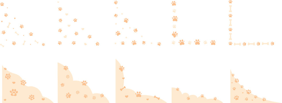 Pet Paw Corner Frame Set Cute Dog and Cat Border Collection